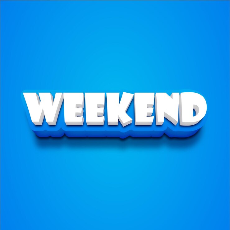 Vector texto de fin de semana 3d vectorial sobre fondo negro azul