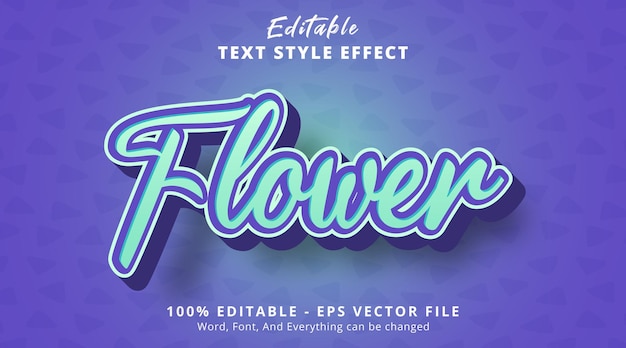 Texto de flor con efecto de estilo degradado exagerado efecto de texto editable