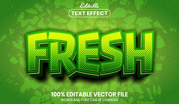 Texto fresco, efecto de texto editable de estilo de fuente