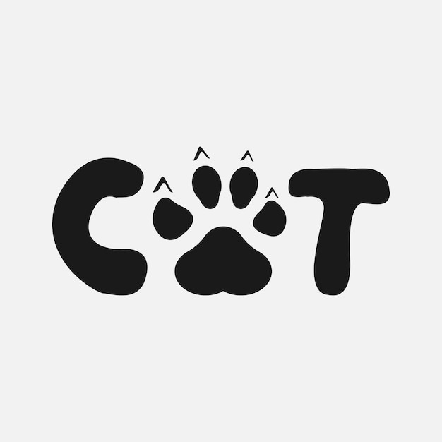 Texto de gato con ilustración de Vector de impresión de pata