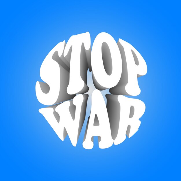 Texto de gran volumen STOP WAR para pancartas, logotipos, emblemas, insignias, carteles.