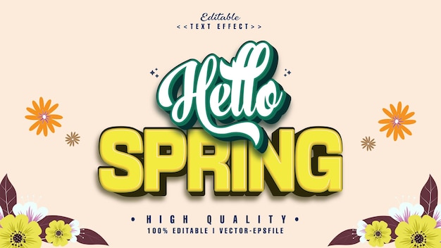 texto de hello spring editable efecto de la tipografía logotipo