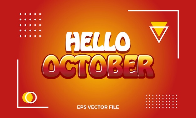 Texto hola octubre logo y fondo