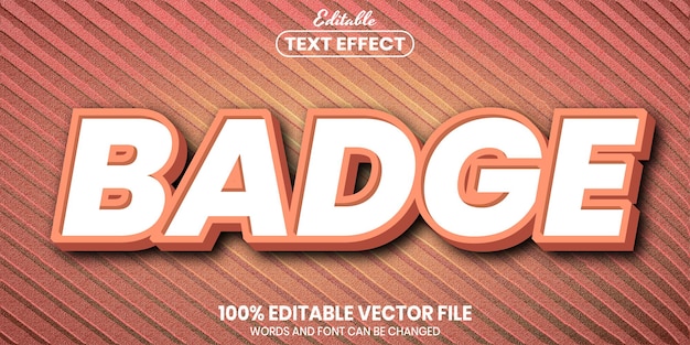 Texto de insignia, efecto de texto editable de estilo de fuente