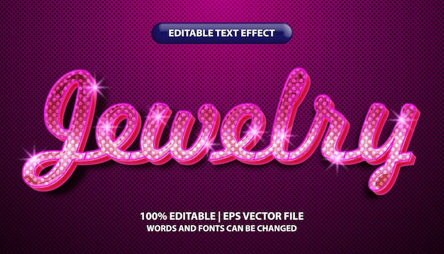 Texto de joyería plantilla de efecto de texto editable estilo de efecto de texto brillante rosa de lujo