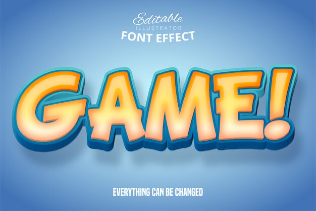 Texto del juego, efecto de fuente editable 3d