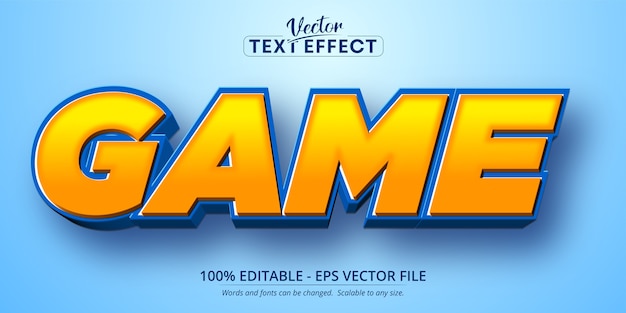 Texto del juego, efecto de texto editable de estilo de dibujos animados