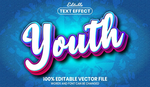 Vector texto juvenil, efecto de texto editable de estilo de fuente