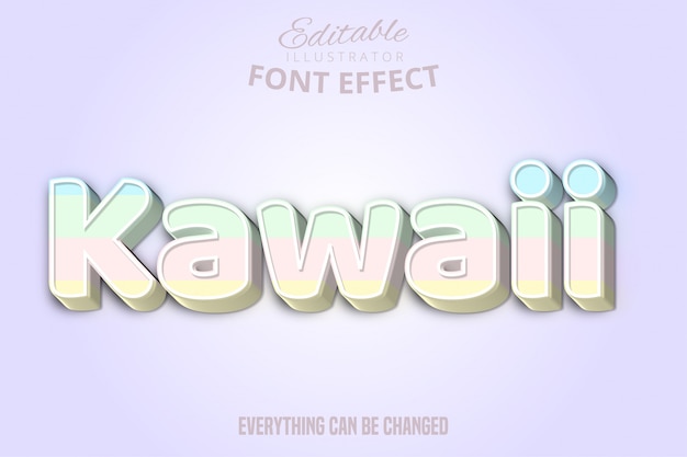 Texto kawaii, efecto de texto editable