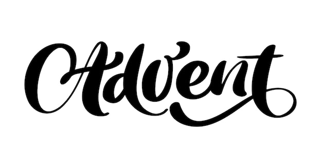 Texto de letras de caligrafía manuscrita vectorial Diseño de Adviento vacaciones de invierno Adviento de Navidad