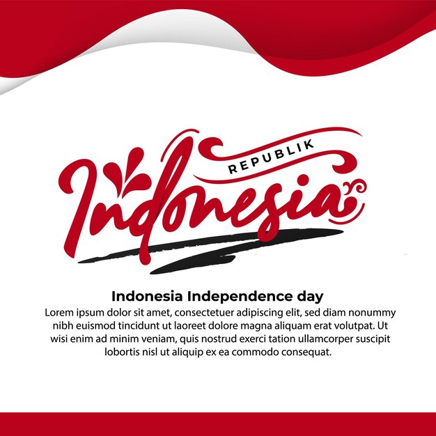 texto de letras del día de la independencia de indonesia en fondo rojo y blanco