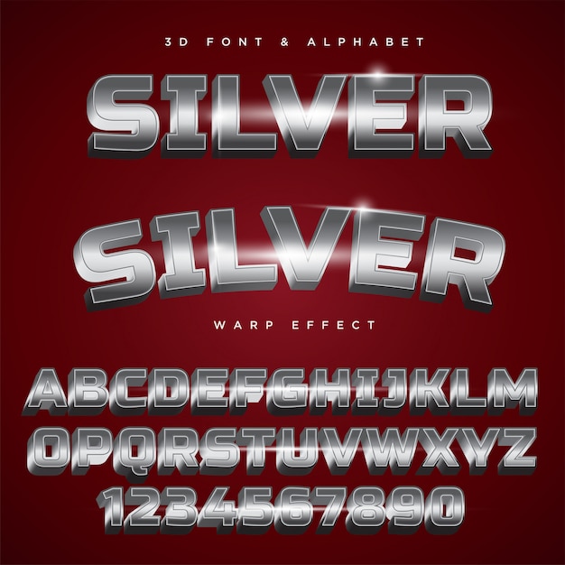 Texto de letras estilizadas de plata 3D