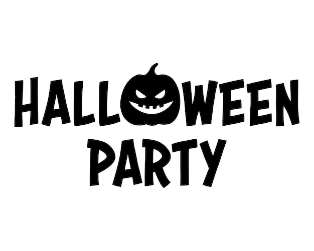 El texto de las letras vectoriales de la fiesta de Halloween con la silueta de la calabaza de risa sinistra Ilustración de la bandera monocromática gráfica para el cartel de invitación a la fiesta de Hallowe'en Adhesivo de decoración xA