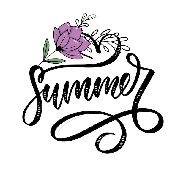 Vector texto de letras de verano con flor