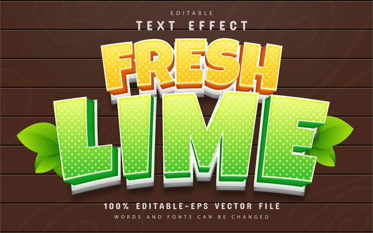 Vector texto de lima fresca, efecto de texto de estilo de dibujos animados editable