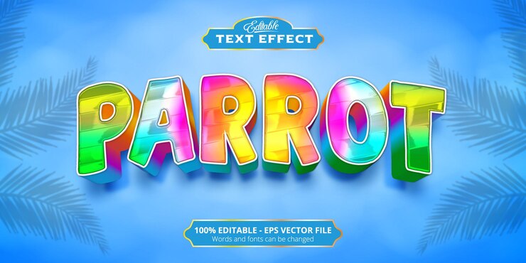 Vector texto de loro, efecto de texto de estilo colorido editable