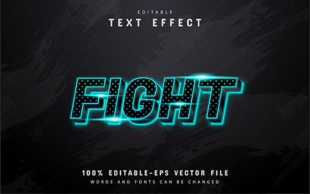 Texto de lucha, efecto de texto de neón con patrón de puntos