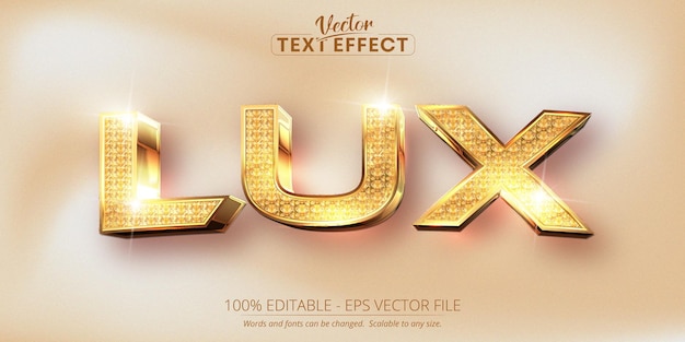 Texto de lux, efecto de texto editable de estilo dorado brillante con textura brillante