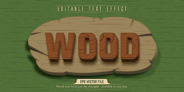 Texto de madera, efecto de texto editable estilo madera