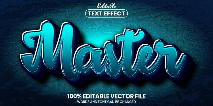 Vector texto maestro, efecto de texto editable de estilo de fuente
