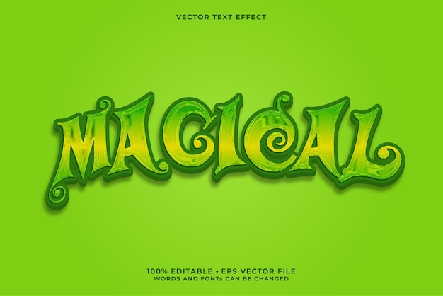 Vector texto mágico, efecto de fuente editable.