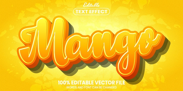 Vector texto de mango, efecto de texto editable de estilo de fuente