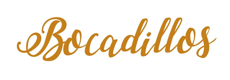 Vector texto manuscrito aislado caligrafía palabra española bocadillos comida
