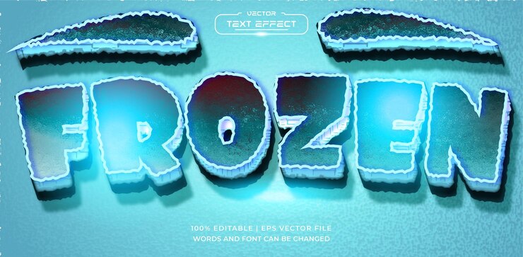Vector texto de maqueta de efecto de texto editable 3d congelado