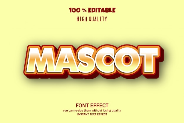 texto de la mascota, efecto de fuente editable