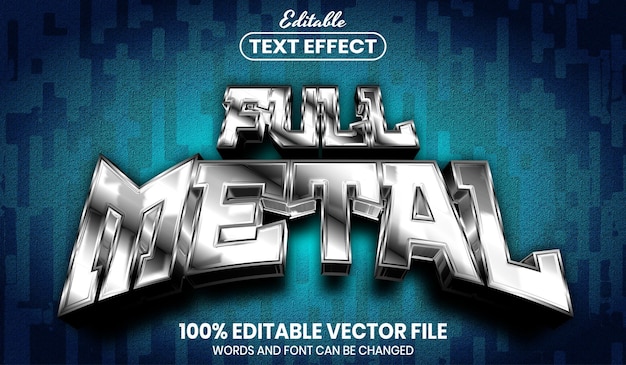 Texto de metal completo, efecto de texto editable