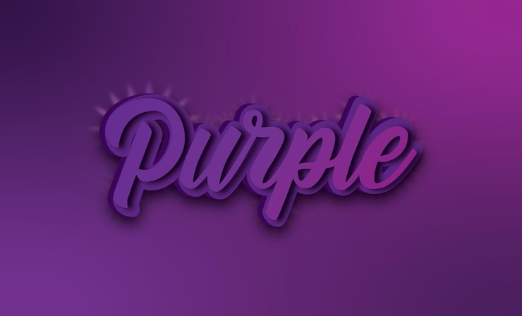 Vector texto morado que dice morado en el efecto de texto editable inferior