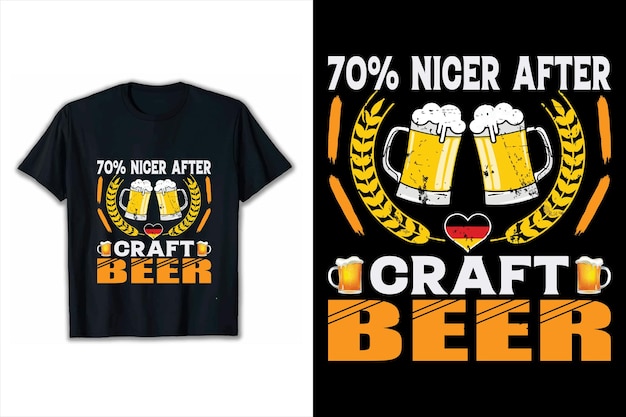 Vector texto motivacional 70 más bonita una cerveza artesanal tipografía diseño de camiseta