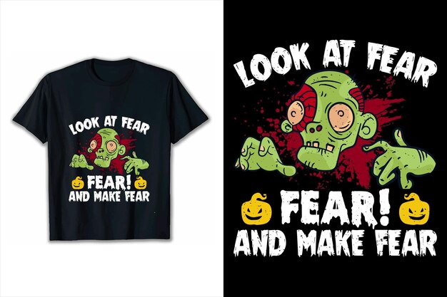 Vector texto motivacional mirar el miedo y hacer diseño de camiseta diseño de camisa de halloween
