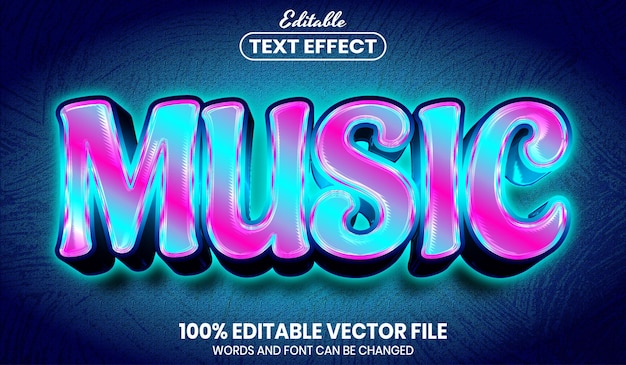 Texto de música, efecto de texto editable de estilo de fuente