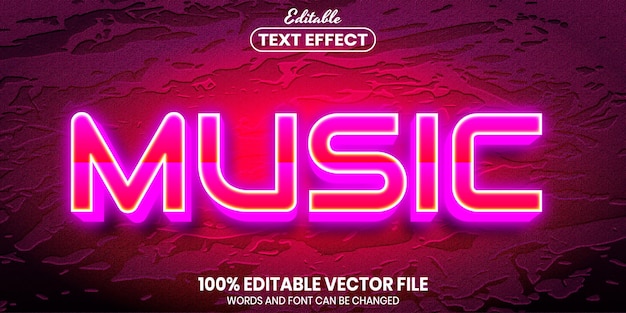 Texto de música, efecto de texto editable de estilo de fuente