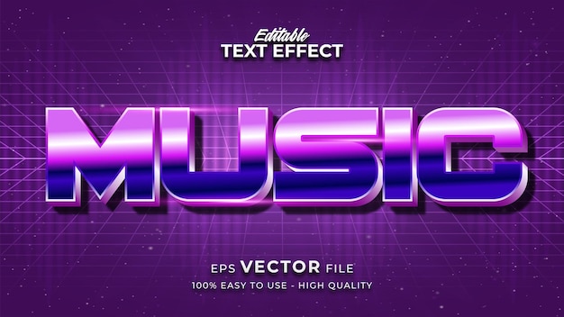 Texto musical en degradado colorido con efecto brillante y estilo futurista