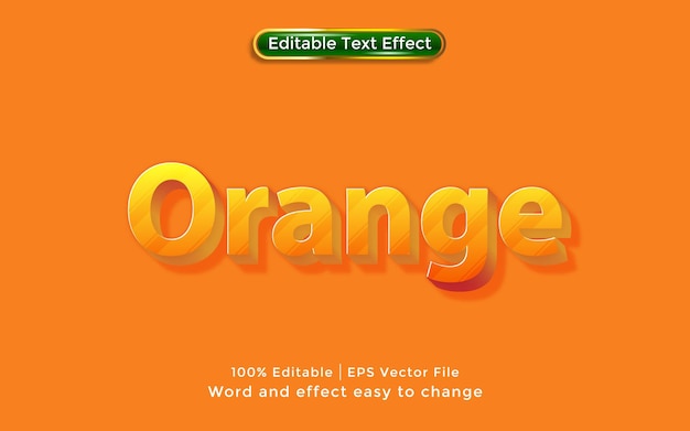 Texto naranja, efecto de texto editable de estilo 3D