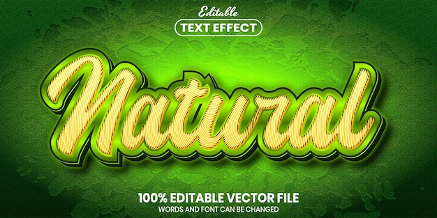 Vector texto natural, efecto de texto editable de estilo de fuente