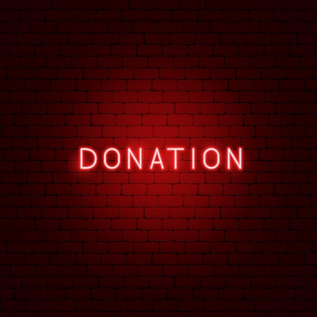 Texto de neón de donación