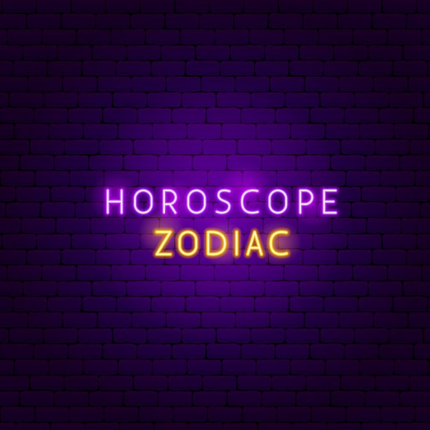 Texto de neón del horóscopo del zodiaco