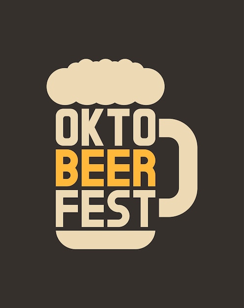 Vector texto de oktoberfest en forma de vaso de cerveza