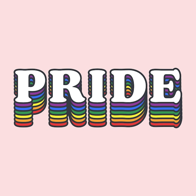 Texto de orgullo en colores del arco iris