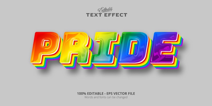 Vector texto de orgullo, efecto de texto de estilo colorido editable