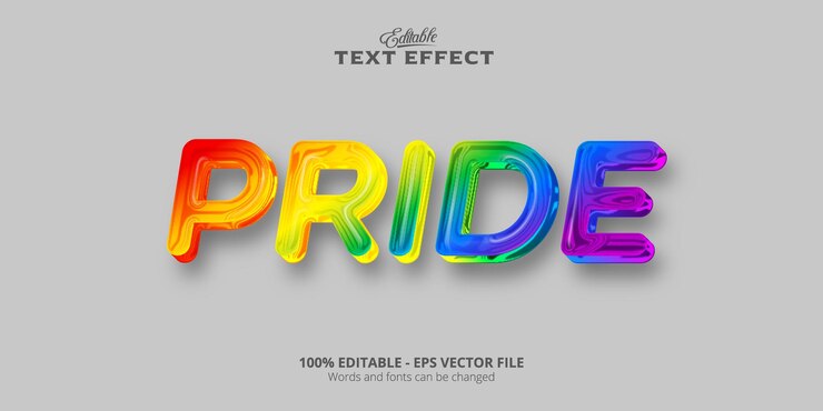Vector texto de orgullo, efecto de texto de estilo colorido editable