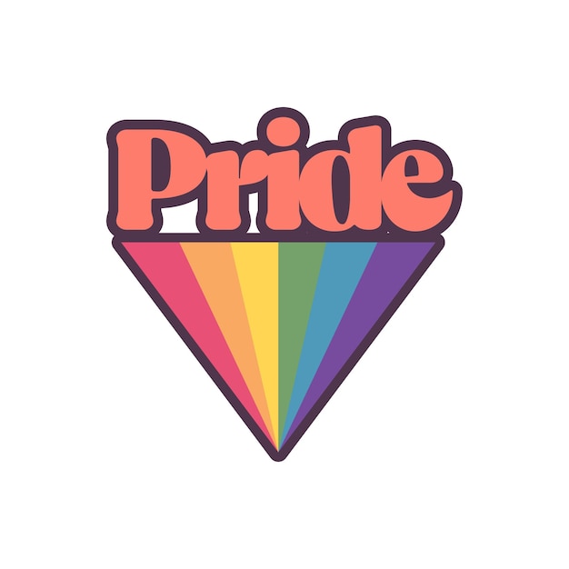 Texto de orgullo con la insignia de la bandera del arco iris Símbolo LGBT Gay Lesbiana Bisexual Trans Queer Símbolo de amor de
