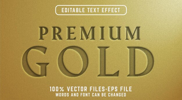 Texto de oro premium. efecto de texto editable con vectores premium de estilo dorado