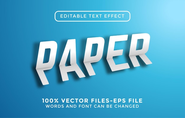 Texto en papel. vectores premium de efecto de texto editable