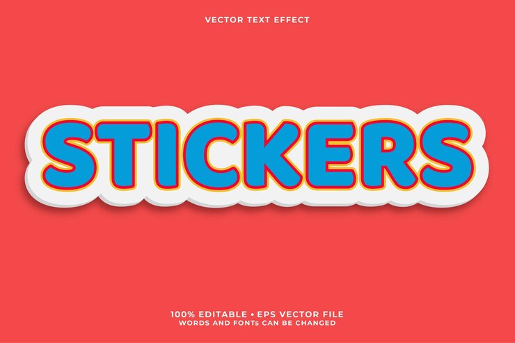 Vector texto de pegatinas, efecto de fuente editable