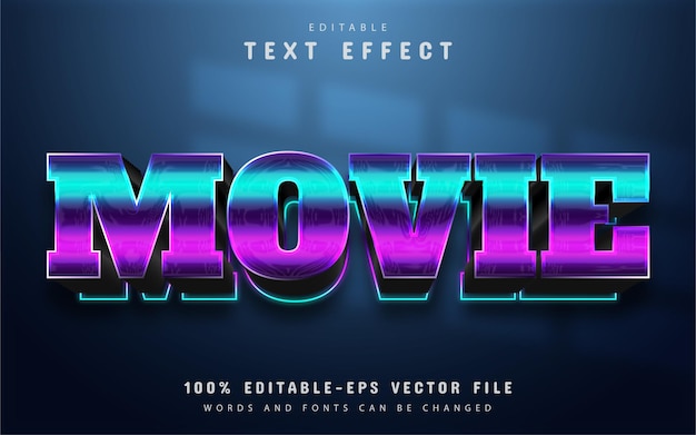 Texto de película, efecto de texto 3d editable con degradado