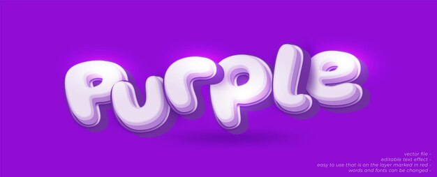 Texto personalizado púrpura con efecto de texto editable de estilo 3D